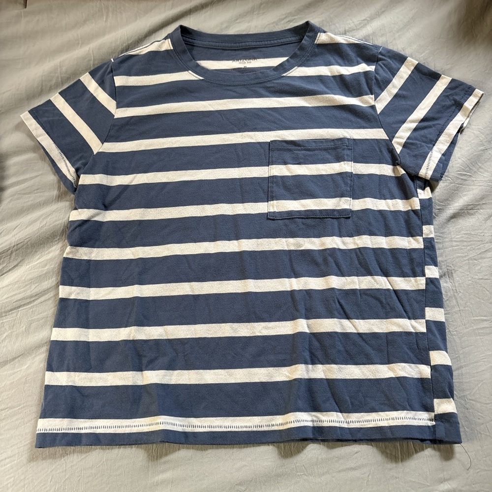 Blue and White Striped Women’s Shirt